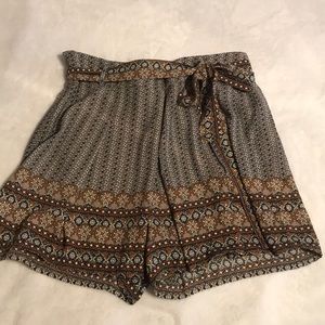 High Waisted Shorts with Scarf Tie